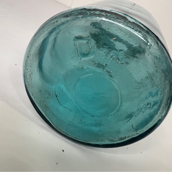 VINTAGE BALL 1910-1923 MASON JAR - BLUE  - QUART - ZINC LID - Picture 5 of 16